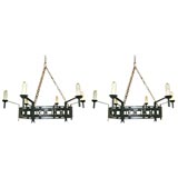 Pair of 1940's French Chandeliers with 6 Lights