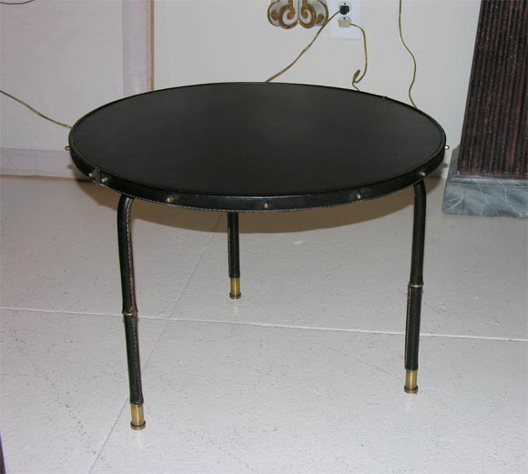 Jacques  Adnet Leather Occasional Table.