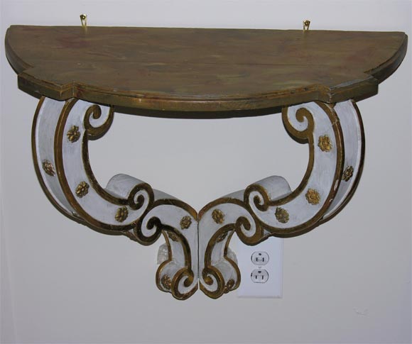 Louis XVI style Painted and gilted Hanging Consoles.  19th C.