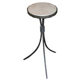 Industial iron cigarette table with limestone top