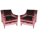 Velvet armchairs in the style of  Kagan