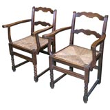 Antique Pair Carved Armchairs