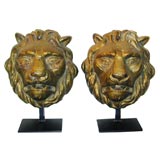 Pair of Gilt bronze Lion Heads