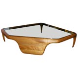 Large Coffee Table in Walnut and Glass by Vladimir Kagan