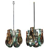 Vintage RARE Pair of 4-Sided Pendant Lights by Fontana Arte