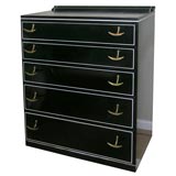 Black lacquer chest of drawers with brass hooks