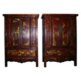 Pair of late 18th Century red lacquer Chinese cabinets