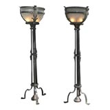 Pair of American bronze floor lamps