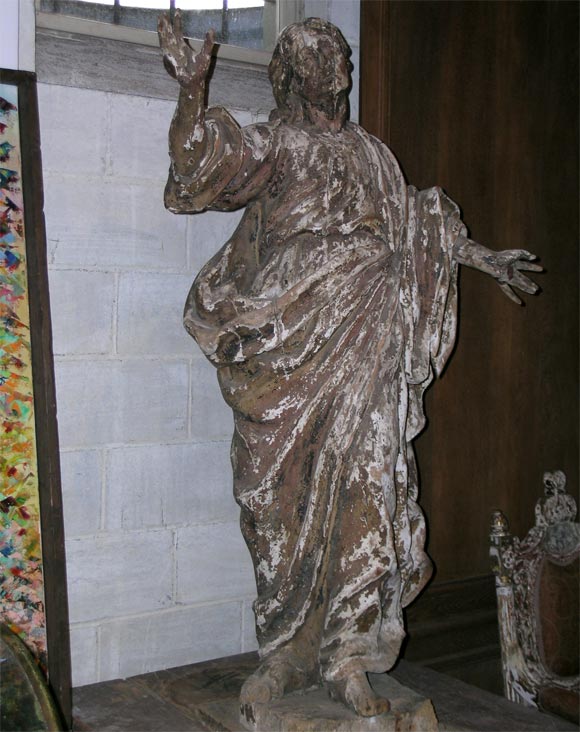 Wood carved female statue