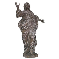 Wood carved female statue