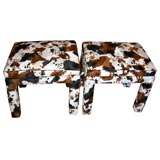 Pair of faux fur ottomans