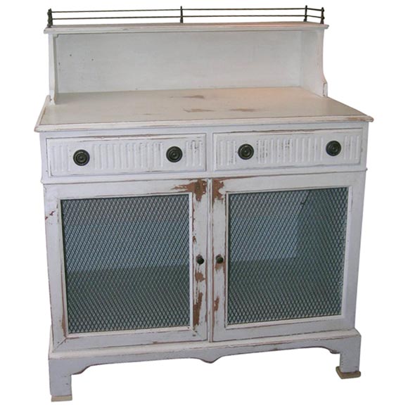 Swedish Sideboard with Wire Mesh Doors and Bronze Railing