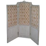 Grey Painted French 3-Part Fabriced Screen