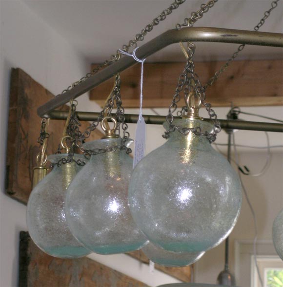 Egyptian Rectangular Handblown Glass Chandelier For Sale 2