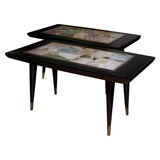 Paif of Marble Top Decoupage-design Tables
