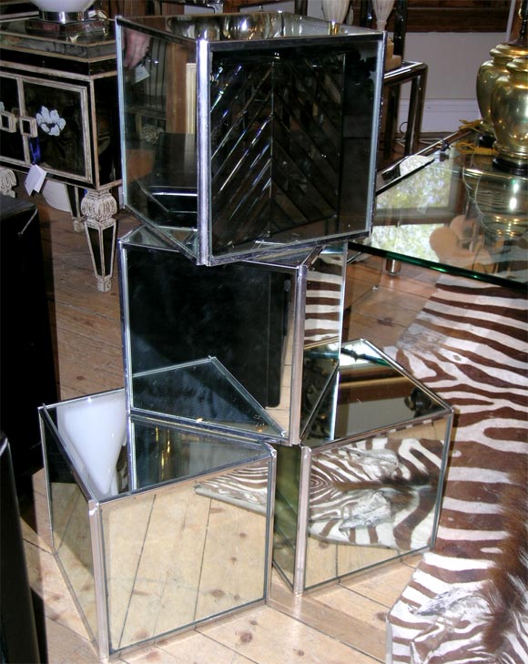Steel Edged Mirrored Cubes