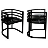A Pair of Black Laquered Tub Chairs by Richard Meier.