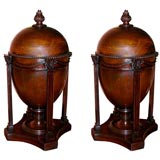 Pair of Unusual Corinthian Column Mahogany Cutlery Boxes