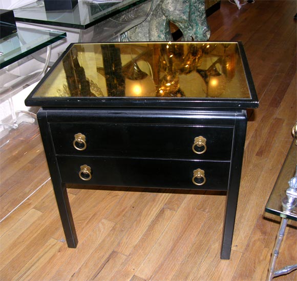 Pair fo ebonized wood side tables