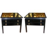Pair fo ebonized wood side tables