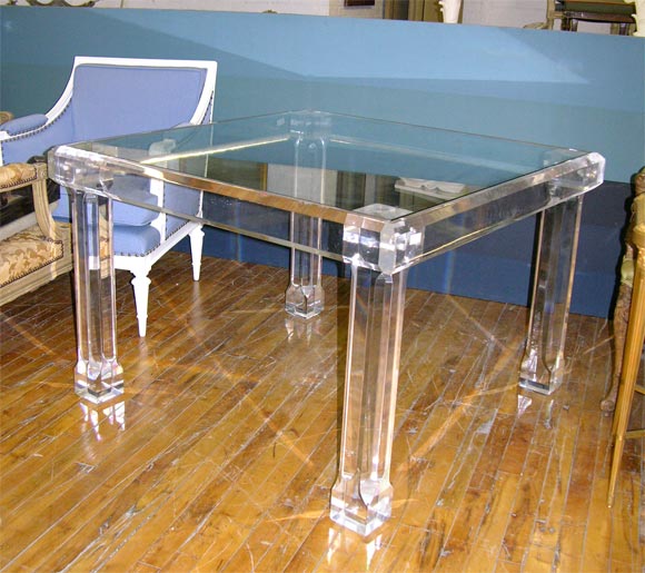 Lucite Breakfast Table with a Glass Top