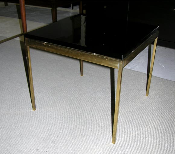 1960's Brass & Glass parsons side table