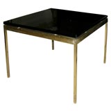 1960's Brass & Glass parsons side table