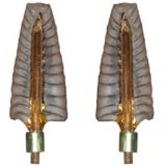Pair of Seguso Glass Leaf Sconces 10