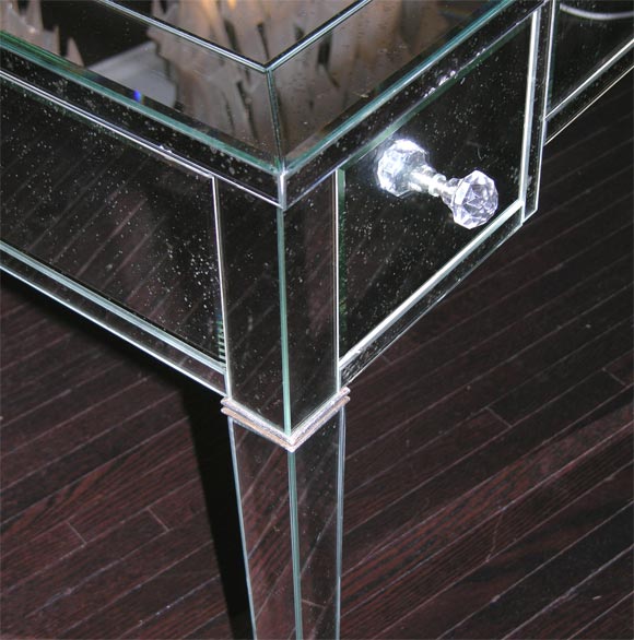 Contemporary Classic Modern Mirrored Desk For Sale