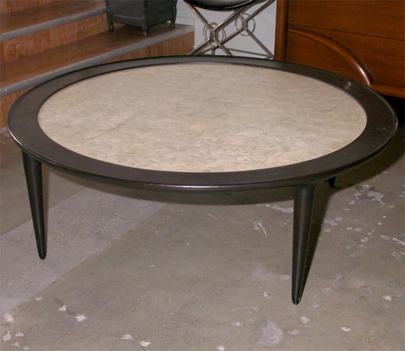 Ebonized Walnut Coffee Table with Capiz Shell Top