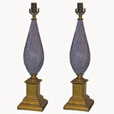Pair of lavender Murano table lamps