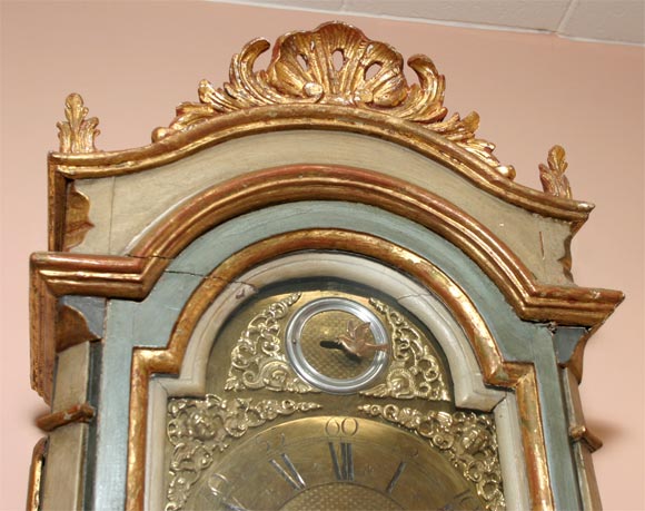 Danish 18th Century Painted and Parcel-Gilt Longcase Clock 5