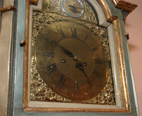 Danish 18th Century Painted and Parcel-Gilt Longcase Clock 6