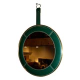 Jacques Adnet Leather stiched mirror