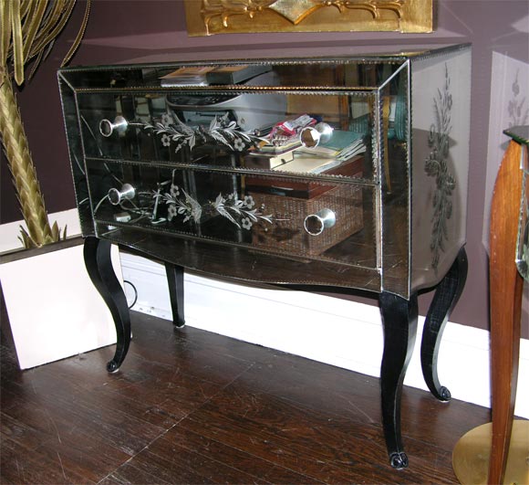 1940's French Etched Mirrored Dresser