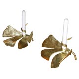 Pair of bronze Ginkgo leaf candlesticks by Marc Bankowsky