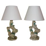 Pair of FAUX BOIS Table Lamps