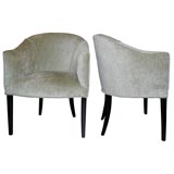 PAIR OF LUXURIOUS SIDE CHAIRS UPHOLSTERED IN PISTACHIO CHENILLE