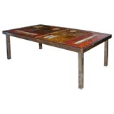 French Handglazed Tile Top Coffee Table