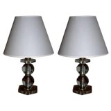Pair of Petite Crystal Boudoir Lamps after Jacques Adnet