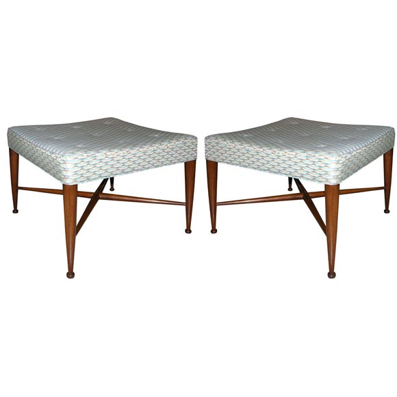 Pair of Square Upholstered Benches by Edward Wormley for Dunbar
