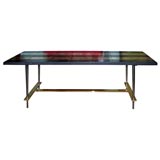 French Black and Gold Tile Top Coffee Table