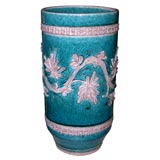 Italian Ceramic Turquoise and White Glazed Vase