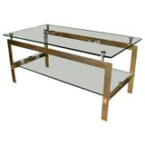 French Gilded Bronze Two-Tiered Glass Top Coffee Table French Gilded Bronze Two-Tiered Glass Top Coffee Table