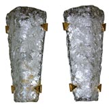 Pair of Italian Crystal and Brass Sconces Vintage Pair of Italian Crystal and Brass Sconces