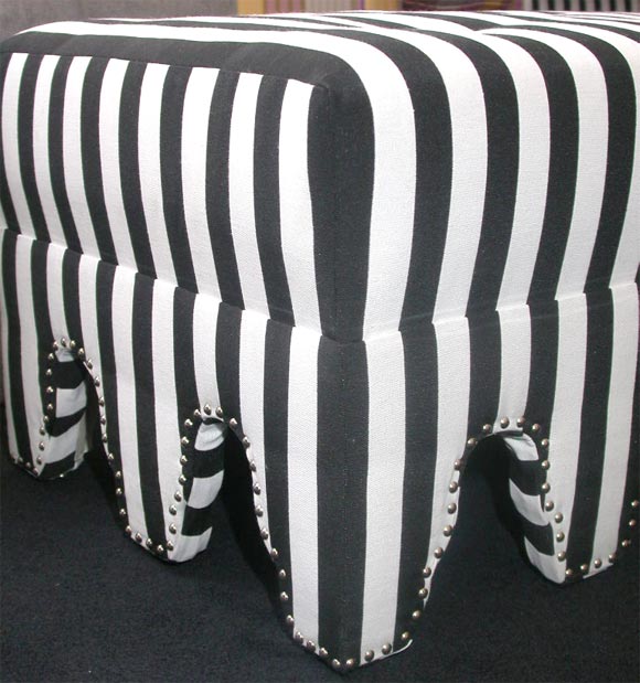 American Three Fanciful Upholstered Ottomans