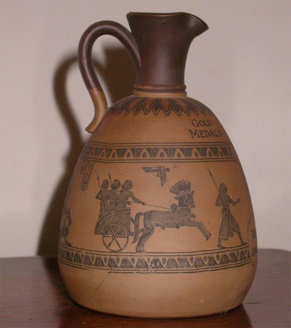 A handsome Lambeth Pottery Jug with an ancient chariot scene