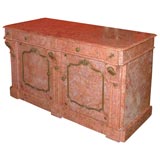 Second Empire gilt metal mounted peach marble buffet