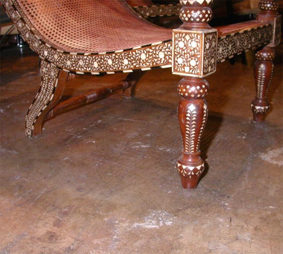 Pair of  ivory inlaid  anglo indian chairs In Good Condition For Sale In Los Angeles, CA