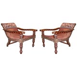 Pair of  ivory inlaid  anglo indian chairs